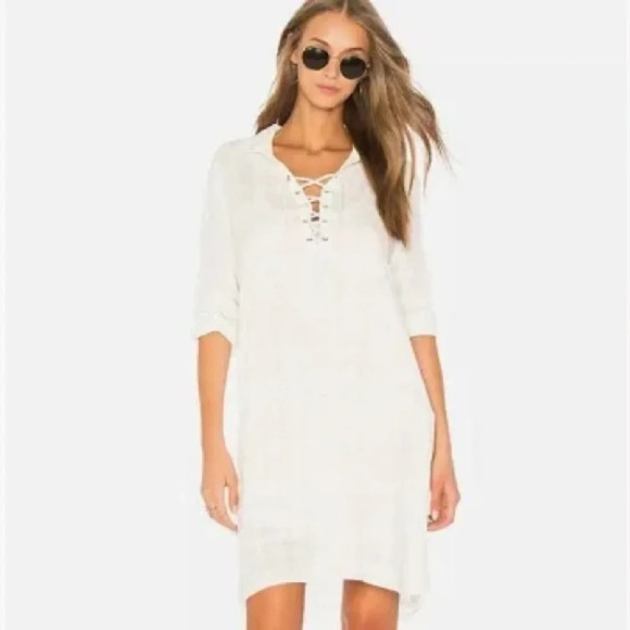 Splendid Sandbar Stripe Lace Up Dress in Natural - Size M - Picture 6 of 12